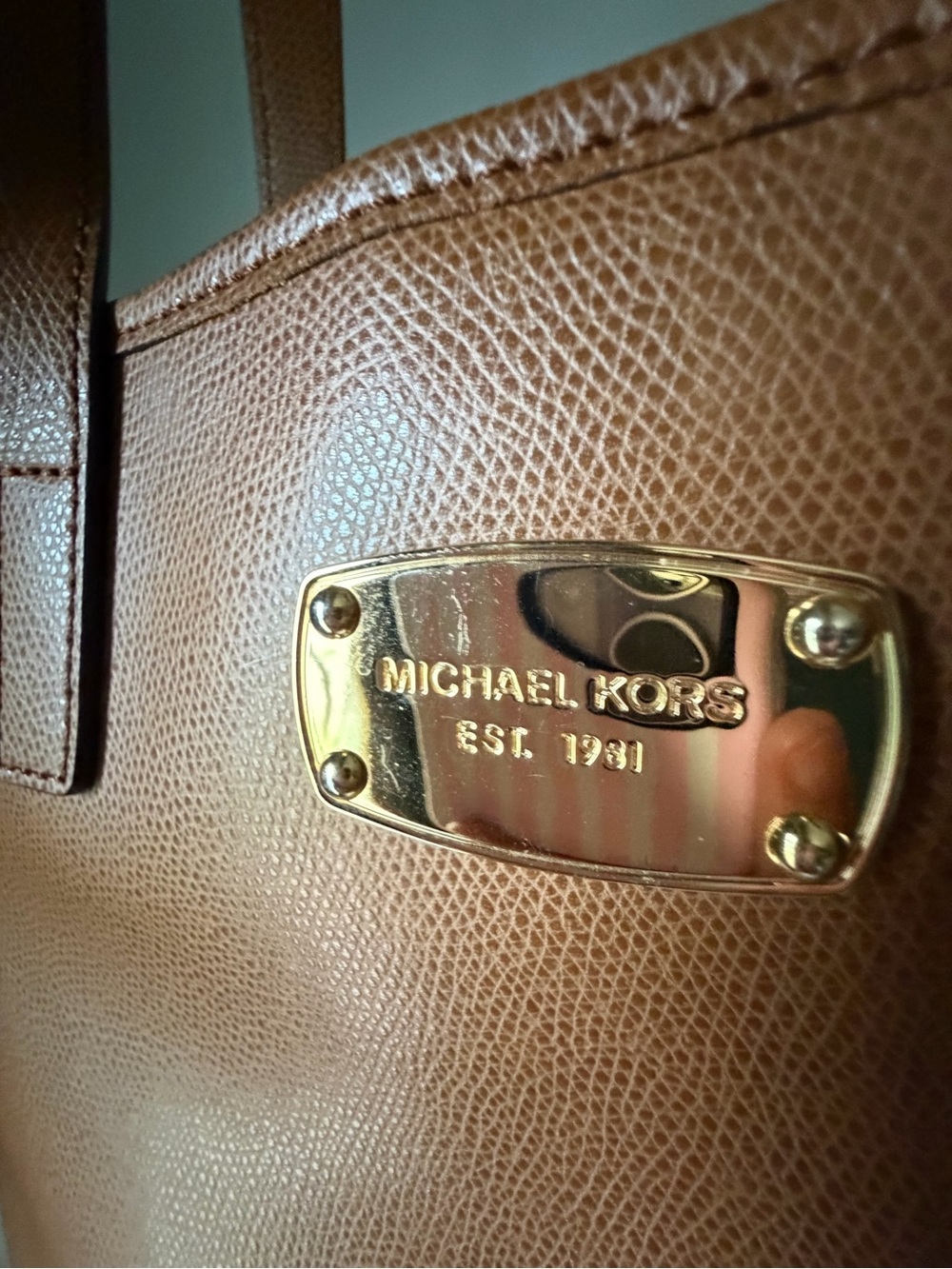 Michael Kors Cognac Pebbled Leather Tote - Picture 3 of 4
